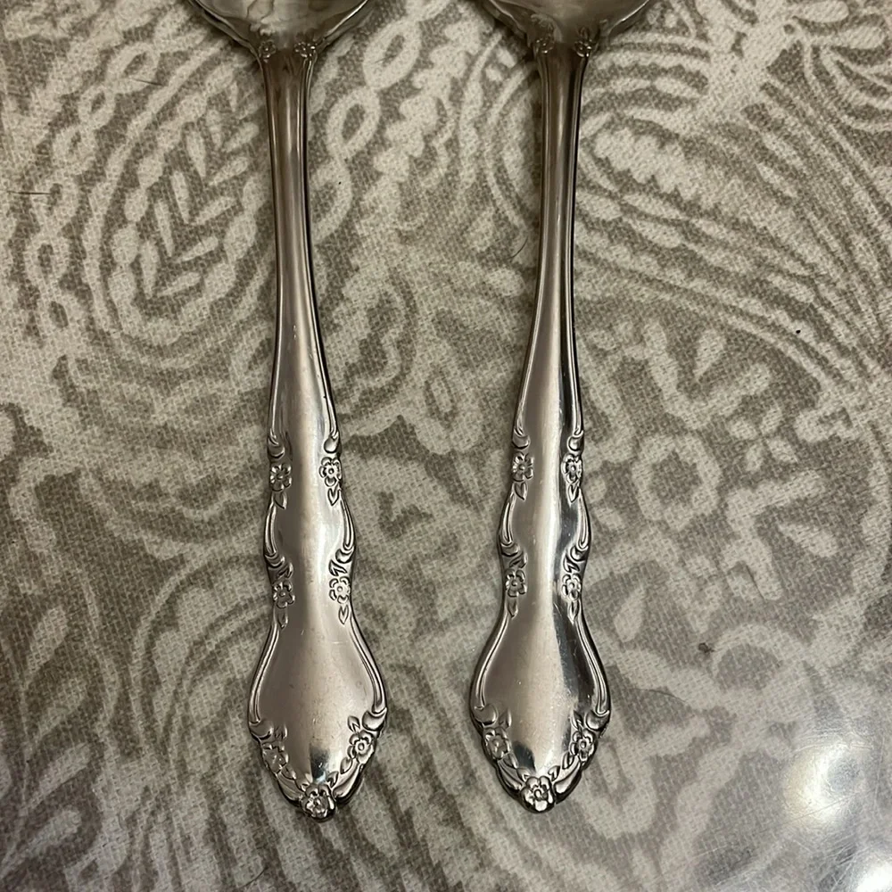 2 Retroneu stainless steel‎ tablespoons 18-8 Korea flower pattern